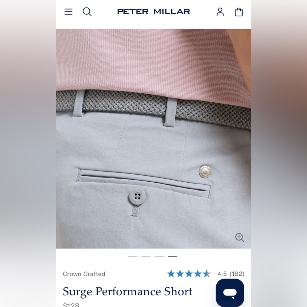 Peter Millar Light Gray Surge Performance Flat Front Shorts - Picture 4 of 8